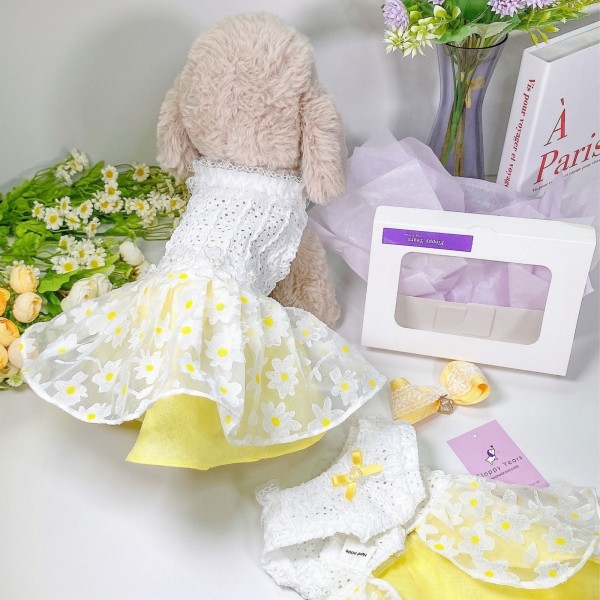 페오펫몰,[감사특가]플로피이얼스,카밀리아 화이트드레스,강아지원피스