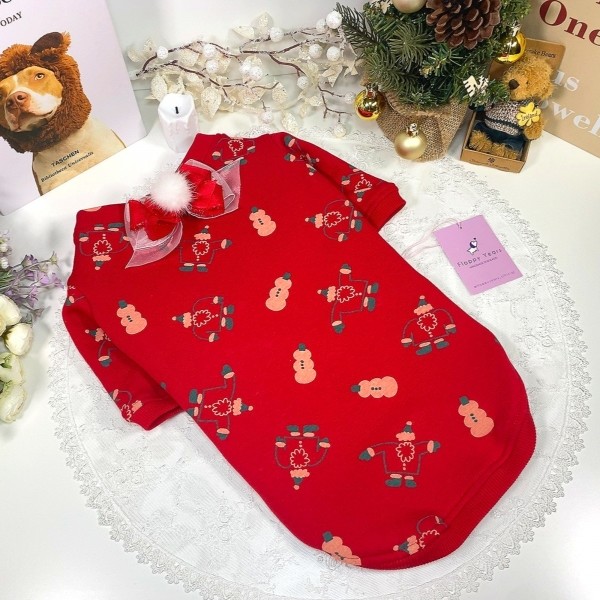 페오펫몰,플로피이얼스,크리스마스 강아지 스웻셔츠,레드 애견티셔츠