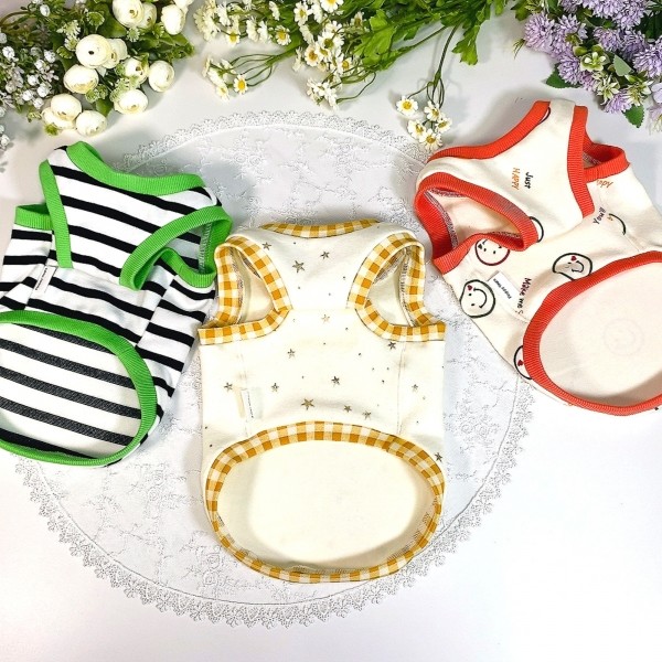 페오펫몰,[새해특가]2장 강아지티셔츠,별, 스트라이프,강아지옷,애견옷,핸드메이드,애견의류