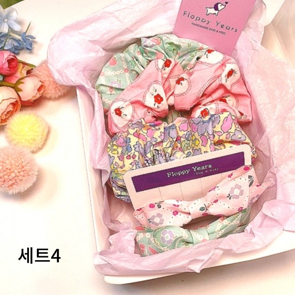 페오펫몰,[행복특가]플로피이얼스,반려동물반다나,곱창밴드,헤어핀세트,반다나 강아지 고양이 턱받이 스크런치