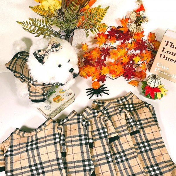 페오펫몰,[감사특가]체크안기모 스판티셔츠,강아지옷,스웻셔츠,애견옷,퍼스카프,채크리본