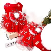 [감사특가]플로피이얼스,크리스마스 레드켄디 강아지드레스,애견원피스
