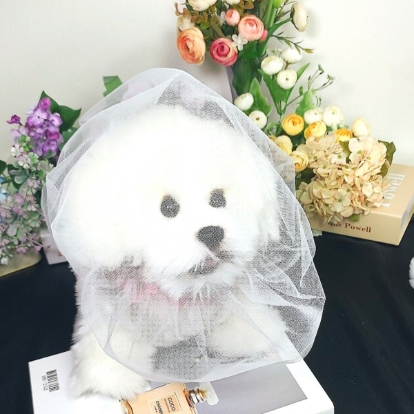 페오펫몰,[댕썸머특가]플로피이얼스,헤드매쉬 핑크레이스,강아지산책 얼굴보호 망사커버, 강아지페이스커버