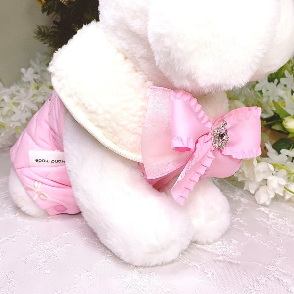 페오펫몰,[꽃길특가]핑크허니 퀼팅패딩 강아지겨울옷, 강아지아웃터 패딩조끼,애견의류,D링,강아지패딩