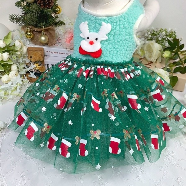 페오펫몰,[감사특가]플로피이얼스,크리스마스 강아지크리스마스 코스튬 양말 강아지튜튜드레스애견원피스