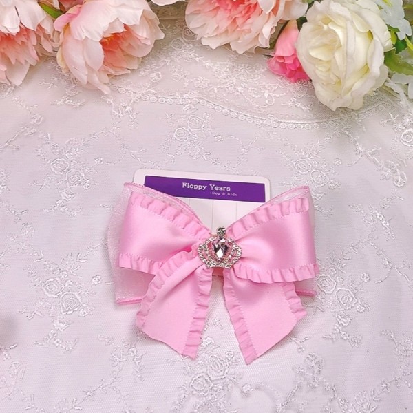 페오펫몰,[새해특가],핑크프릴강아지리본,강아지악세사리아동리본,여아헤어핀