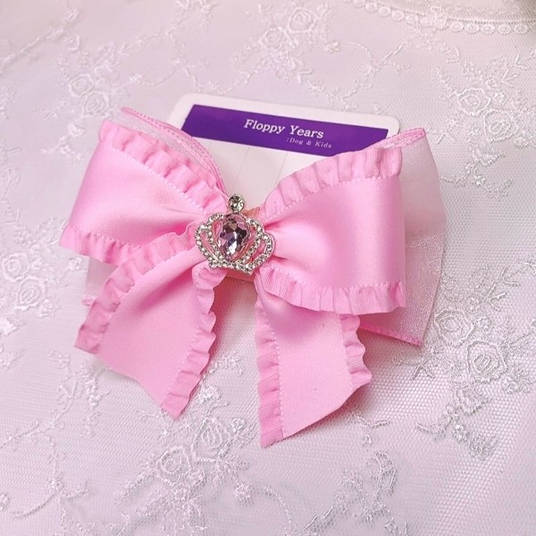 페오펫몰,[새해특가],핑크프릴강아지리본,강아지악세사리아동리본,여아헤어핀