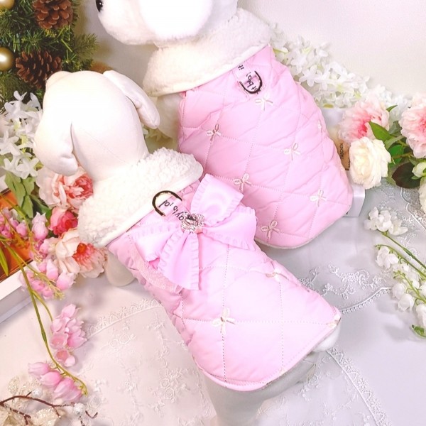 페오펫몰,[꽃길특가]핑크허니 퀼팅패딩 강아지겨울옷, 강아지아웃터 패딩조끼,애견의류,D링,강아지패딩
