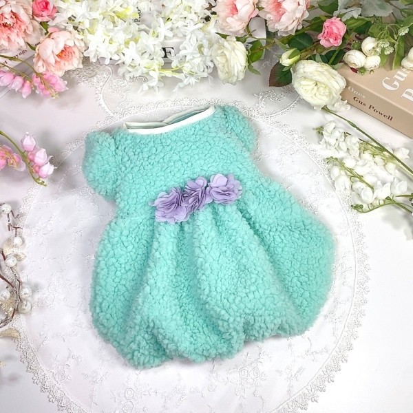 페오펫몰,[새해특가]멜론벌룬 플리스 강아지드레스 뽀글이드레스,강아지후리스,강아지옷