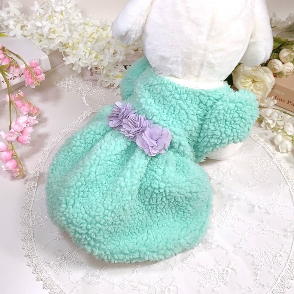 페오펫몰,[새해특가]멜론벌룬 플리스 강아지드레스 뽀글이드레스,강아지후리스,강아지옷