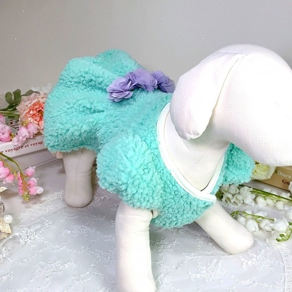 페오펫몰,[새해특가]멜론벌룬 플리스 강아지드레스 뽀글이드레스,강아지후리스,강아지옷