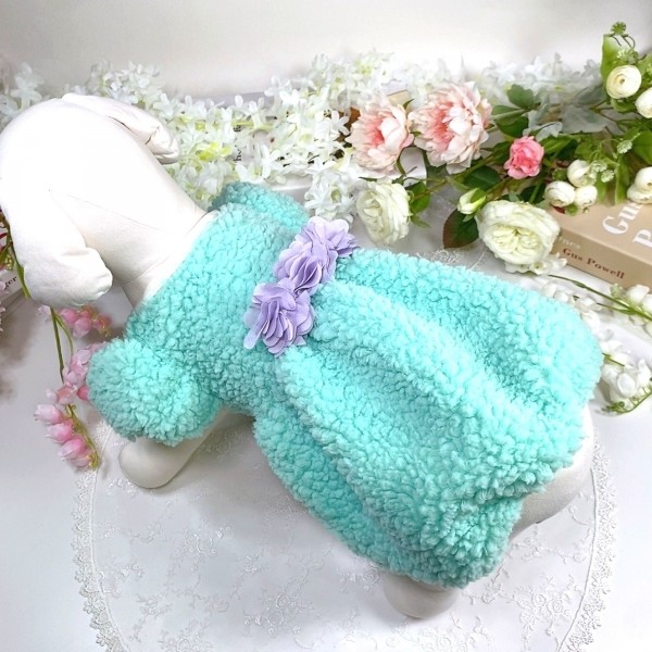 페오펫몰,[새해특가]멜론벌룬 플리스 강아지드레스 뽀글이드레스,강아지후리스,강아지옷