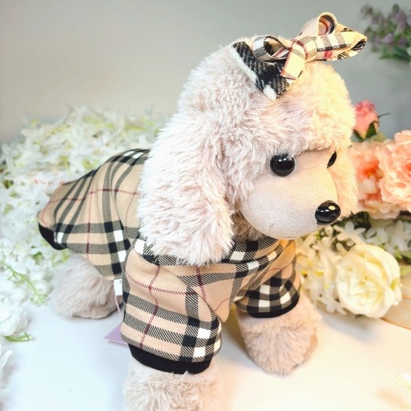 페오펫몰,[꽃길특가]체크안기모 스판티셔츠,강아지옷,스웻셔츠,애견옷,퍼스카프,채크리본