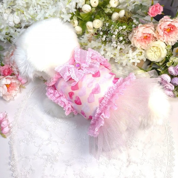 페오펫몰,[꽃길특가]하트샤샤 강아지드레스,강아지원피스,애견옷