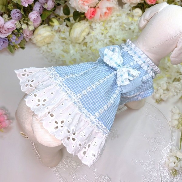 페오펫몰,플로피이얼스[꽃길특가]플로럴 레이스 ,강아지 드레스  원피스 헤어리본