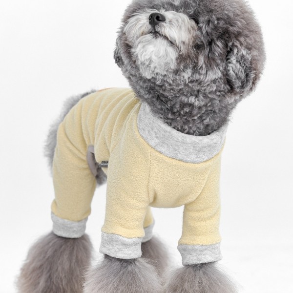 페오펫몰,하프넥 테리 기모플리스 올인원(옐로우)