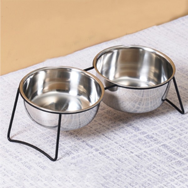페오펫몰,개과천선 알루 스텐 강아지 식기 2구 받침 세트