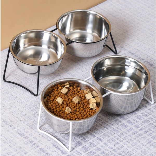 페오펫몰,개과천선 알루 스텐 강아지 식기 2구 받침 세트