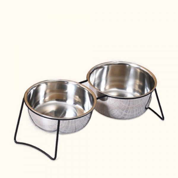 페오펫몰,개과천선 알루 스텐 강아지 식기 2구 받침 세트