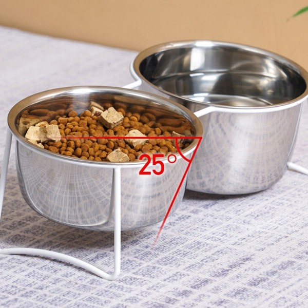 페오펫몰,개과천선 알루 스텐 강아지 식기 2구 받침 세트