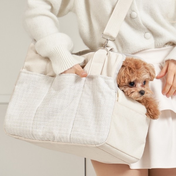 페오펫몰,개과천선 오브백 강아지 이동가방 아이보리