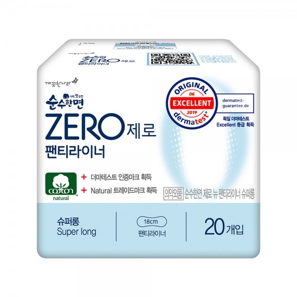 페오펫몰,[마일리지특가] 깨끗한나라 생리대 순수한면 제로 라이너 롱 20P [100%]