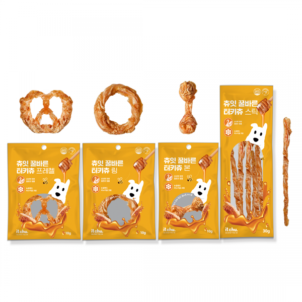 페오펫몰,[핏펫] 잇츄 츄잇 꿀바른 터키츄 4종(5개묶음) 택 1(본/링/프레첼/스틱)