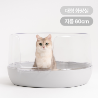 [핏펫] 냥쌤 배변 스트레스 걱정 없는 고양이 투명화장실(연그레이)