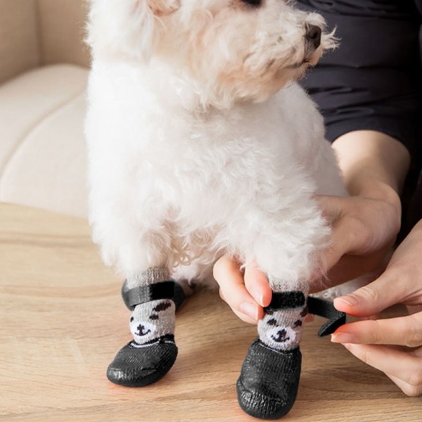 페오펫몰,딩동펫 반려동물 포근 곰돌이 강아지 신발 방수 양말 세트
