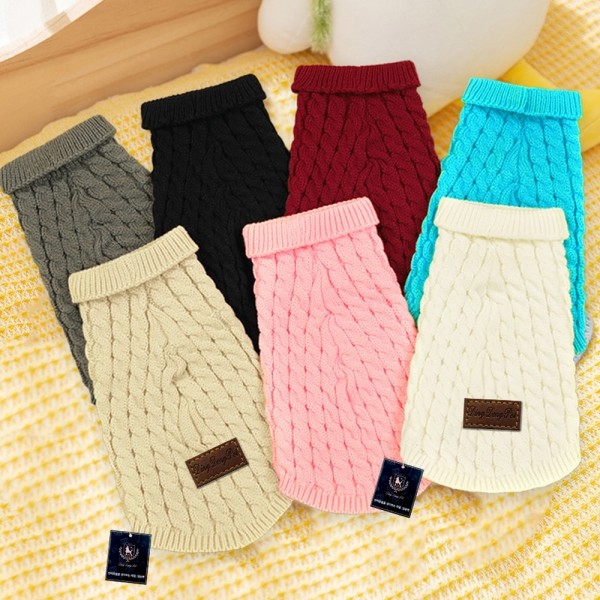 페오펫몰,딩동펫 반려동물 꽈배기 스웨터 목폴라 니트