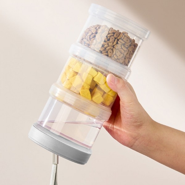 페오펫몰,딩동펫 반려동물 프리미엄 멀티 휴대용 3단 사료 간식통